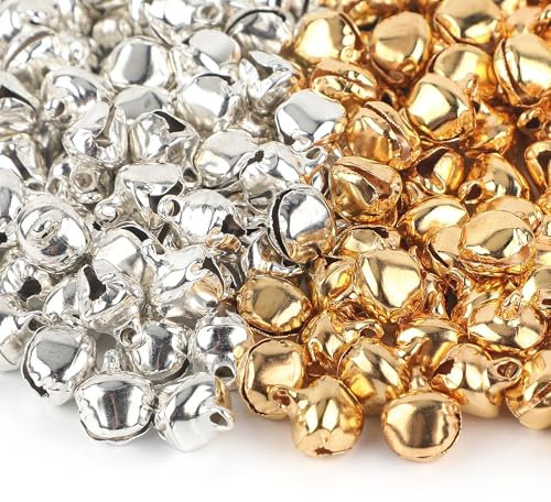 200 Stück kleine Weihnachtsglocken zum Basteln Mini Glöckchen Deko 8mm Gold Silber für Weihnachtsdeko Party Schmuckherstellung