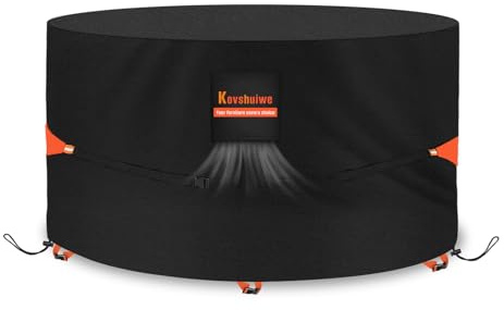Kovshuiwe Funda redonda para muebles de jardín de 163 cm de diámetro x 80 cm de alto, impermeable, cubierta de mesa de patio 420D de tela Oxford resistente al viento, anti-UV para patio, exterior