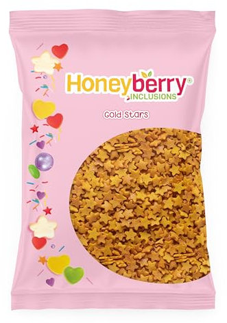 Vermicelles Pâtisserie Naturels et Comestibles 55g – Décorations Colorées pour Gâteaux, Cupcakes, Biscuits, Glaces et Desserts – Sprinkles Sucrés Fabriqués dans l’UE (Étoiles Dorées)