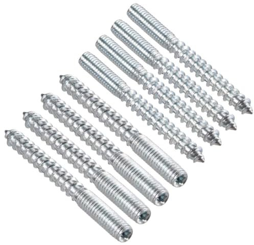 TOP-VIGOR 8Pcs Hanger Bolts, M6x60mm Double Headed Bolts Self Tapping Screw, Double Ended Dowel Screws, Screw Dowels Hanger, Threaded Lag Wood Screws and Machine Bolts for Wood Joint Furniture