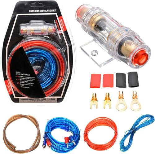 Hengrongshen Kit de câbles pour caisson de basses - 1500 W - Pour amplificateur de voiture - 4,5 m - Pour amplificateur audio de voiture