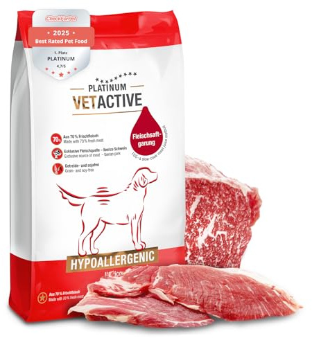 PLATINUM - Alimento para perros VETACTIVE Hipoalergénico de la carne - 5 kg de comida para perros seca rica en nutrientes como Barf - especialmente sabroso alimento seco para perros con intolerancias