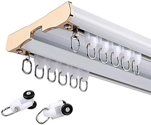 Binario per Tende Resistente, Binario per Tende a Soffitto Doppio con Accessori di Montaggio, per Soggiorno Divisorio(White,160cm/5.2ft)
