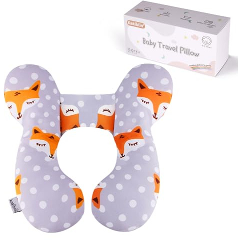 KAKIBLIN Baby Neck Pillow,Upgraded Baby Support Pillow | Head Pillows for 0-12 months, Newborn Neck Support for Car Seat, Pushchair, Travel (Orange fox)
