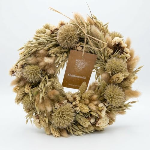 IFLO® Trockenblumenkranz 30 cm – Türkranz ganzjährig aus echten Trockenblumen | Wandkranz Naturkranz für Haustür, Wand & Tisch | Nachhaltige Deko ohne Plastik | Handgebunden (Kranz Linda 30 cm)