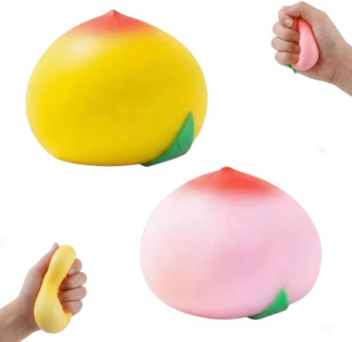 Copbopwn 2 PCS Peach Squishy Toy, Slow Rising Stress Balls, Soft Sensory Squeeze Fidget Toy Peaches Squeezy Squishy for Adults Anxiety Relief Party Favors, Office Desk Decor, Cute Fruit Shaped Gift