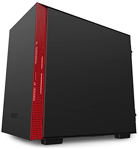 NZXT H210i, Mini-ITX PC Gaming Case, Front I/O USB Type-C Port, Tempered Glass Side Panel Cable Management, Water-Cooling Ready, Integrated RGB Lighting, Steel Construction, Black/Red