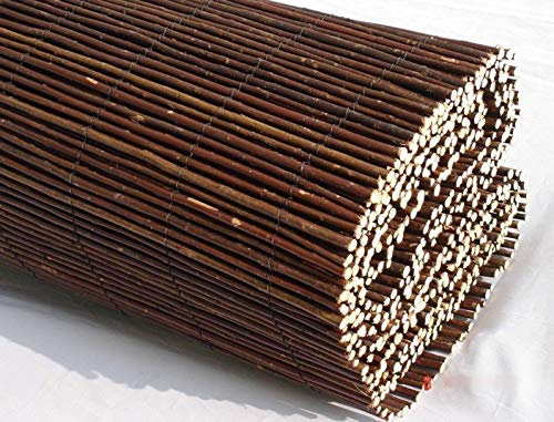 Natural Willow Wood Garden Fence Covering, Rolled Mat, Outdoor Privacy Fence Screen (1.5m x 4m)