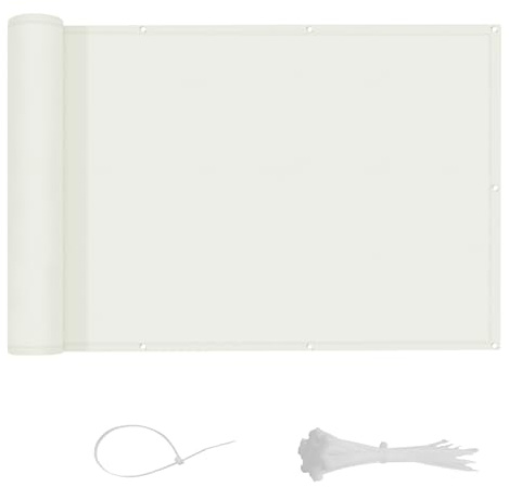 LOVE STORY Privacidad de Balcón y Pantallas 90x300cm Opaque Polyster(PES),Protección UV,Impermeable,Malla de Ocultación para Jardín Exterior,Resistente al Viento,con Ataduras de Cables,Crema