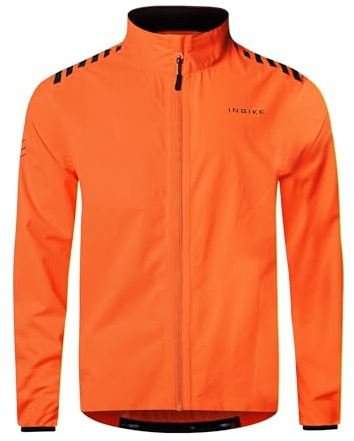 INBIKE Chubasquero Hombre Impermeable Chaqueta Cortavientos Corta Vientos d Mujer Running Ciclismo Ropa Bicicleta Reflectante Deportes Al Aire Libre Naranja XL