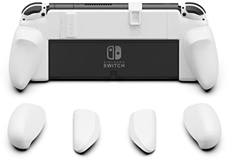 Skull & Co. NeoGrip für Nintendo Switch OLED und Regular Modell: Eine andockbare Schutzhülle mit austauschbaren Griffen [passend für alle Handgrößen] [Keine Tragetasche] - OLED Weiß