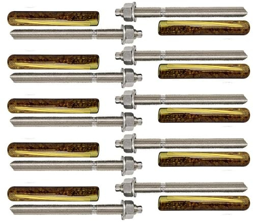 Lot de 5/10 barres d'ancrage pour charges lourdes + cartouche d'ancrage composite en acier galvanisé ou acier inoxydable (acier galvanisé, M12 x 160 mm)