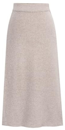 seiveini Jupe en Tricot Femme Longue Élégante Jupes en Laine Coupe Ajustée Automne Hiver A Beige XXL