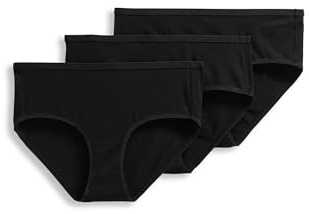 Jockey Women's Underwear Organic Cotton Stretch Logo Hipster - 3 Pack, Black, M