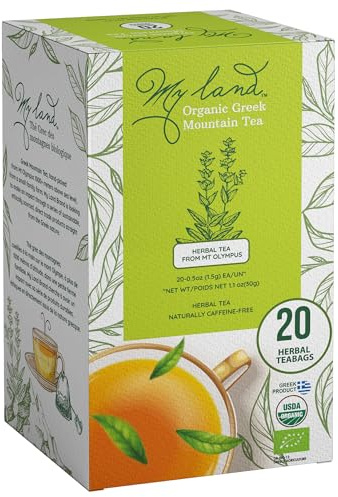 My Land Organic Greek Mountain Tea Bags, Sideritis, Mount Olympus, 20 Count