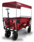 FROSAL Bollerwagen Nick rot faltbar mit Luftreifen Bremse & Dach Kinder Strand Handwagen Faltbollerwagen