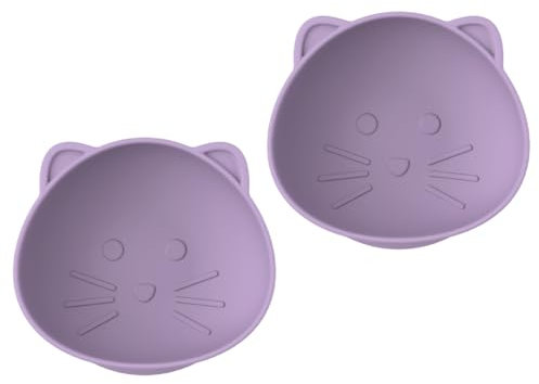 melii Silicone Suction Bowl for Babies and Toddlers, Cat, 2-Pack, 10.1 oz, 100% Food Grade Silicone, Animal Shaped, BPA Free, Dishwasher & Microwave Safe