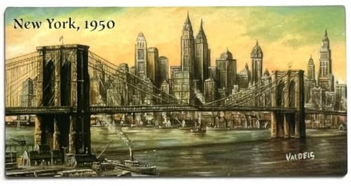 VALDEIG - Magnete per frigorifero – New York City 1950 – Magnete per frigorifero Manhattan NYC America Souvenir USA – Magneti per frigorifero magnetico decorazione Brooklyn Bridge NY vicino alla