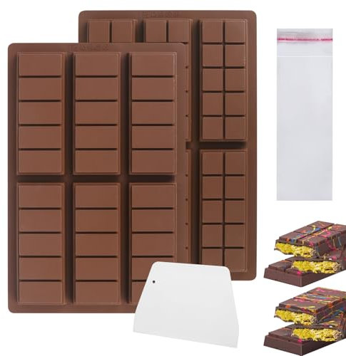 elthmpr Silikon Schokoladenform für 6 Blöcke - 2 Stück Schokoladenform aus Silikon BPA-frei Antihaftbeschichtung Schokolade Form mit Bonbonpapier Tief für Schokolade