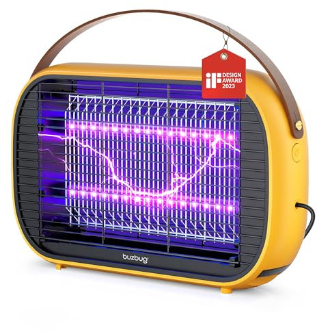 Buzbug LED Insektenvernichter, 10 Jahre Lebensdauer der Lampe, 2800V Starke Mücken- und Fliegenfalle, Nachhaltig mit geringerem Stromverbrauch, Mückenlampe, Mückenschutz, Mückenabwehr(Gelb)