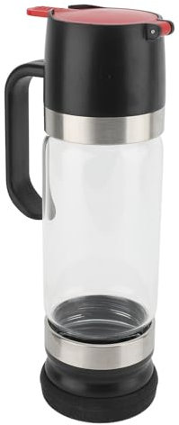 Sorandy Dispensateur de Miel en Verre de 300 Ml, Pas de Bocal de Sirop d'égouttement avec Poignée, Valve en Silicone, Distributeur de Sirop en Verre en Acier Inoxydable pour café, thé, Eau (BLACK)