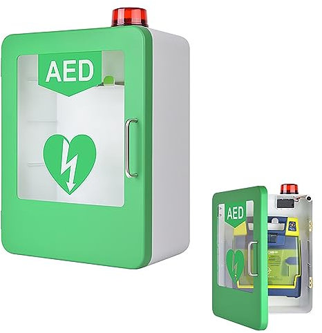 Defibrillatore DAE con chiave e allarme, contenitore da parete per risposta alle emergenze cardiache, adatto per casa, scuola, club e gruppi