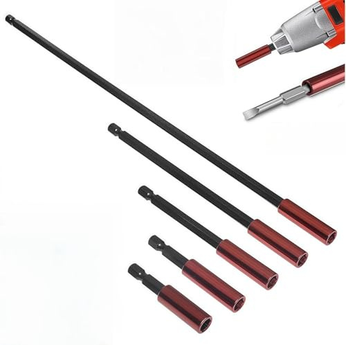 Set di 5 Portainserti Magnetico per Avvitatore con Attacco Esagonale da 1/4 di Pollice e Prolunga Inclusa per Punte di 50/60/100/150/300 mm