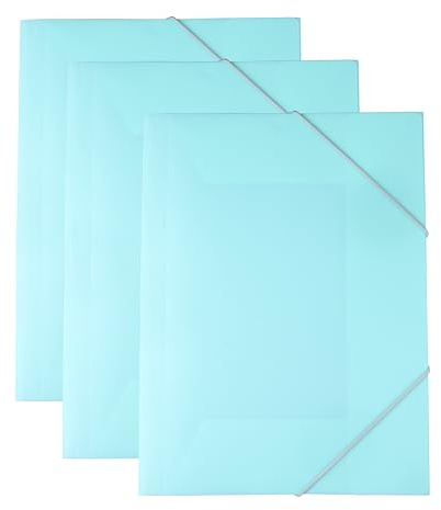 AMO HERMOSO Lot de 3 Chemise 3 Rabats A4 PP Plastique avec 3 Rabats et Élastiques pour Rangement Documents Bureau École, vert