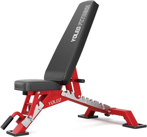 YOLEO Banc de Musculation Réglable - Banc d'Entraînement Professionnel, Robuste & Polyvalent pour Salle de Sport à Domicile, Capacité de 1000 KG, Rembourrage de 60 mm d'Épaisseur