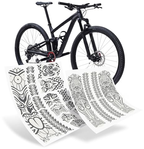 Riesel Design® Fahrrad Rahmenschutz Set Tape3000 - Stylische Fahrrad Schutzfolie/Selbstklebende Fahrradschutzfolien/MTB Rahmenschutzfolie als Kratzschutz (Maori Grey Set)