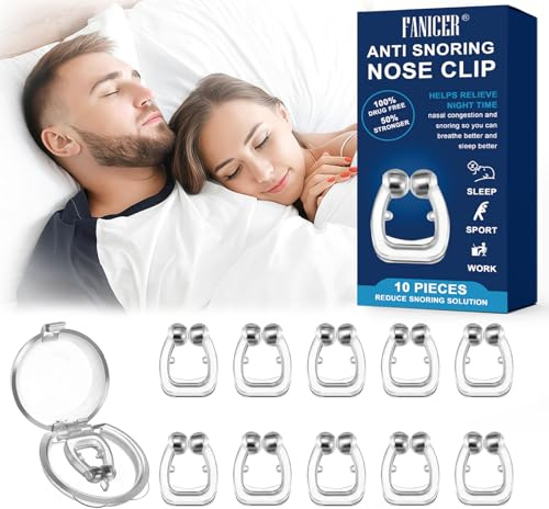 10 Piezas Dilatador Nasal Anti Ronquidos, Detener Ronquidos Nariz Clip, Clip Nasal de Silicona Reutilizable, Para Alivia los Ronquidos para Respirar Mejor y Dormir