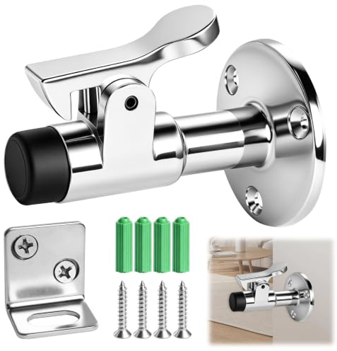 Retenedor de puerta de acero inoxidable para exterior, tope de pared con goma, tope de puerta para portón de jardín, puerta de terraza y garaje, montaje en pared, para puertas pesadas