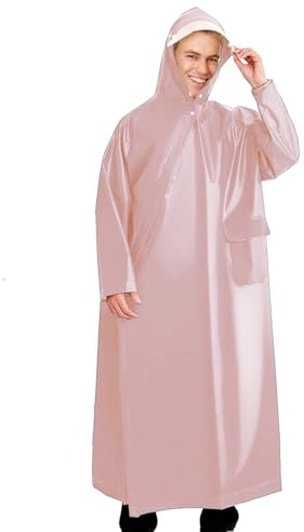 Yhsioaklo Regnrock-poncho, regnponcho med , regnponcho | vattentät unisex poncho med och dragkedjor för enkel åtkomst, helkroppsskydd för utomhusresor, elektrisk och, ROSA, L