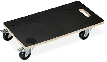 Relaxdays Carello Portapacchi con Freni, 400 kg, Ruote Girevoli, Rivestimento Antiscivolo, HLP: 11,5 x 58 x 30 cm, nero