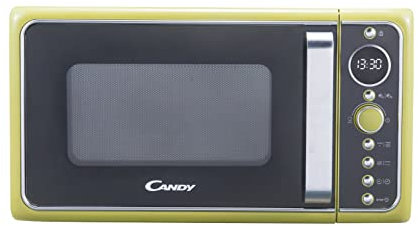 Candy DIVOG25CG, Micro-ondes Gril, Puissant 900W + Gril 1000W, Gril Quartz, 25L, Programmateur digital, 6 Niveaux de puissance, Décongélation poids/temps, Fonction Silence, Design Retro,Vert pomme