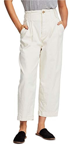 Free People Women's Pleated Carrot Pants (Ecru, 6)