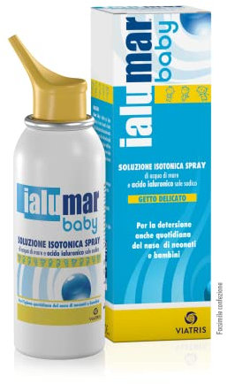 Ialumar Baby, Igiene Quotidiana del Naso di Neonati e Bambini, Soluzione Isotonica Spray con Getto Delicato, a Base di Acqua di Mare e Acido Ialuronico, 100 ml