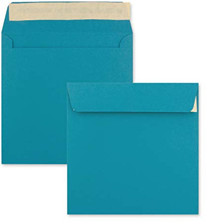 50 x Kuverts in Azurblau (Blau) - quadratische Brief-Umschläge - 15,5 x 15,5 cm - Haftklebung - matte Oberfläche - formstabile Post-Umschläge