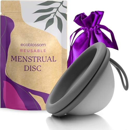 Ecoblossom Reusable Menstrual Disc - Menstrual Cup - Soft Period Disc for Women Designed with Flexible, Medical-Grade Silicone Period Cup (Black)