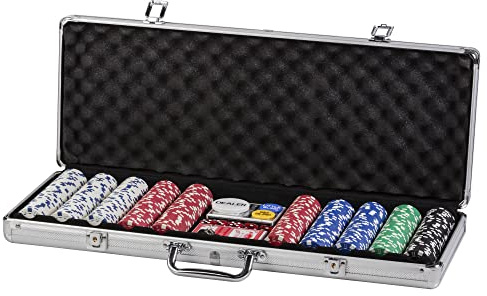 American Legend 500-Piece All-in-One Poker Set with Luggage-Style Aluminum Carrying Case with Two Keys