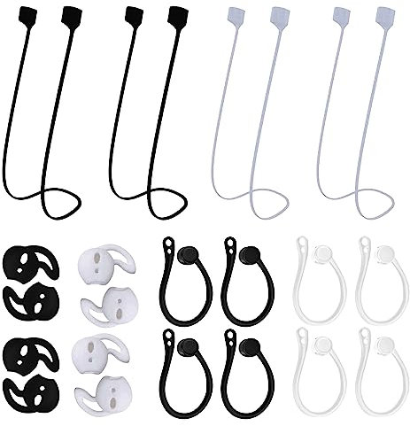 DBALL 4 Paare Ohrhörerkabel 4 Paare Anti Drop Sport Ohrhaken 4 Paare Silikon Ohrpolster Airpods Zubehör Kompatibel mit Den Meisten Bluetooth Kopfhörer, für Sport und Outdoor Aktivitäten