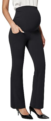 Ewedoos Maternity Pants for Women Stretchy Maternity Clothes Over The Belly Pregnancy Dress Work Pants with Pockets Black