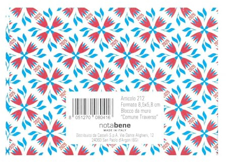 Blocco Calendario da MuroComune Traverso8,5x5,8cm.Anno 2025 Giornaliero AB212