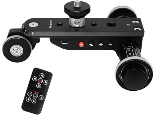 Carrello scorrevole motorizzato per fotocamera, carrello girevole automatico per ripresa video con rotazione di 90 gradi con telecomando, regolazione a 5 velocità, per fotocamera DSLR, smartphone