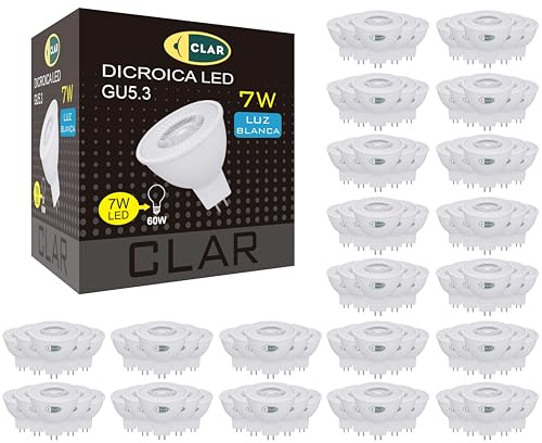 CLAR - Lampadina LED GU5.3 7W, Faretto 12V, Luce Naturale (Pack 100)