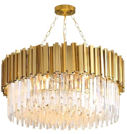 Modern Kristallkrona Guld Infälld Taklampa K9 Kristall Taklampa Kristall Takljus Ljuskrona Idealisk För Vardagsrum, Sovrum, Matsal, Hall(Size:60cm,Color:Guld)