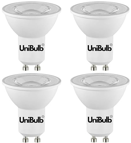 Unibulb GU10 3.6W Energy Efficient LED Spotlight Light Bulb, 345 Lumens, 4000K Cool White, 50W Equivalent, 15,000hr Life, Non-Dimmable, Pack of 4