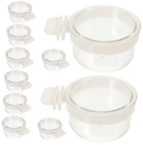 Toyvian Lot de 10 Mangeoires Détachables en Acrylique pour Oiseaux, Facile à Nettoyer, Accessoires pour Cages à Oiseaux Adaptés aux Canaris et Cailles