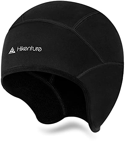 HIKENTURE Winter Skull Cap Helmet Liner Thermal Cycling Cap Windproof Warm Running Beanie Running Hat for Men Women (Black)