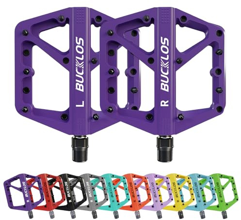 AEYINO Pedali MTB Pedali Piatti Mountain Bike Bici Da Strada Grande Piattaforma Nylon Pedali Antiscivolo per Bici Per Adulti Gravelbike/Bicicletta ibrida 9/16 Pollici